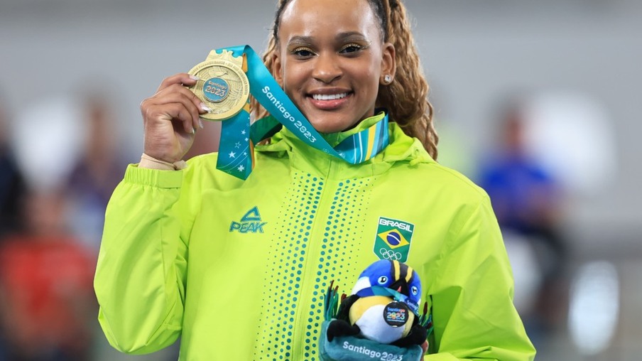 Rebeca Andrade conquistou mais um ouro para o Brasil no Pan-Americano de Ginástica Artística. A atleta foi a melhor na trave, com uma nota de 14,066.