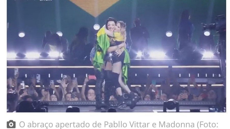 Madonna e Pabllo Vittar em show no Rio de Janeiro - Foto: Reprodução