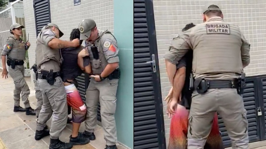 Homem negro é preso pela Brigada Militar. Foto: Reprodução