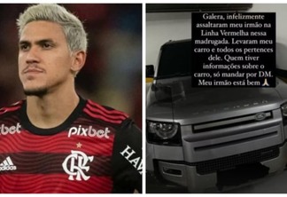 Assaltantes roubaram o carro de luxo do atacante Pedro, do Flamengo, no Rio. Foto: Reprodução