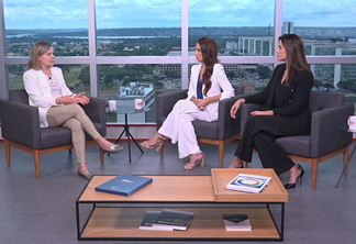 Gleisi Hoffmann, Tainá Falcão e Debora Bergamasco no CNN Entrevistas, nos estúdios de Brasília. Divulgação/CNN Brasil