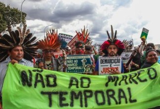 Brasília (DF), 30/08/2023, Manifestação de Indígenas contra o marco temporal, na Esplanada dos Ministérios.  Foto: Antônio Cruz/Agência Brasil