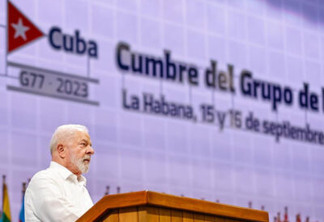 Presidente Luiz Inácio Lula da Silva durante seu discurso na Cúpula de Chefes de Estado e Governo do G77 + China, em Havana, Cuba - Foto: Ricardo Stuckert/PR