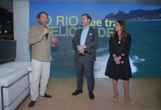 Carlos Werneck, presidente-executivo do Visit Rio Convention Bureau; Marcelo Freixo, presidente da Embratur e Daniela Maia, secretária municipal de Turismo. Foto: Léo Marinho