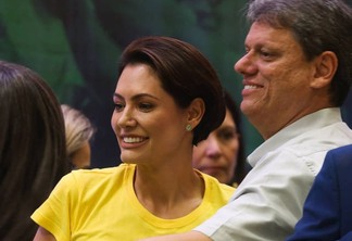 Michelle Bolsonaro e Tarcísio de Freitas. Foto: reprodução