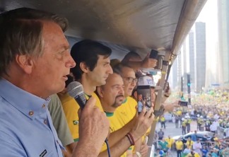 O ex-presidente Jair Bolsonaro durante ato golpista em 2021. Foto: Reprodução