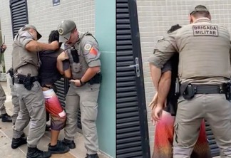 Homem negro é preso pela Brigada Militar. Foto: Reprodução