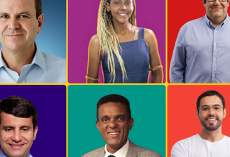 Os pré candidatos a prefeitura do Rio de Janeiro em 2024 Eduardo Paes, Dani Balbi, Tarcísio Motta, Doutor Luizinho, Otoni de Paula e Pedro Duarte