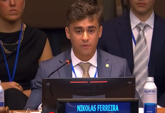 Nikolas Ferreira (PL-MG) durante discurso na ONU. Foto: reprodução