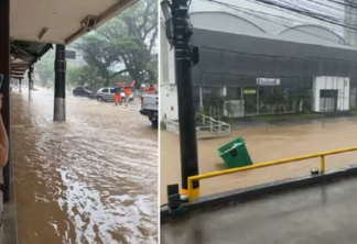 Inundação na rua do Imperador e Coronel Veiga, Petrópolis. Foto: Reprodução redes sociais