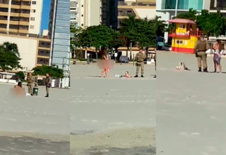 Mulher é flagrada nua praia de Balneário Camboriú (SC). Foto: reprodução