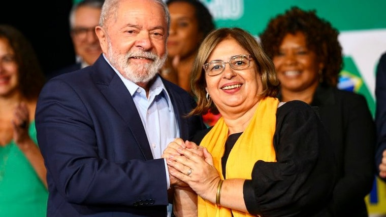 Lula e a ministra das Mulheres, Cida Gonçalves