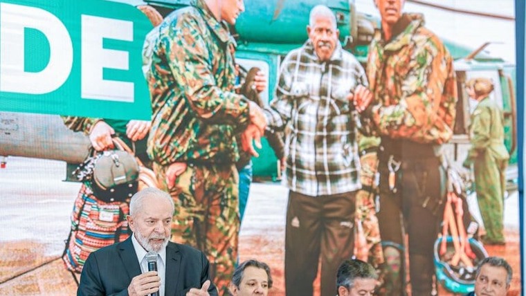 Presidente Lula durante anúncio de medidas de suporte ao Rio Grande do Sul, no Palácio do Planalto - Foto: Ricardo Stuckert / PR
