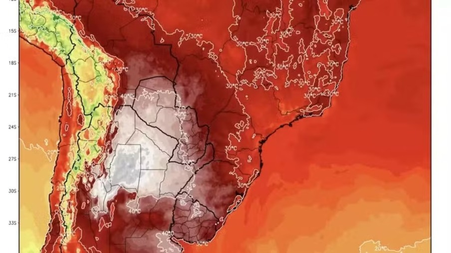 Massa de ar quente vai elevar as temperaturas acima dos 40ºC em diversas regiões da Argentina. Foto: Reprodução/MetSul