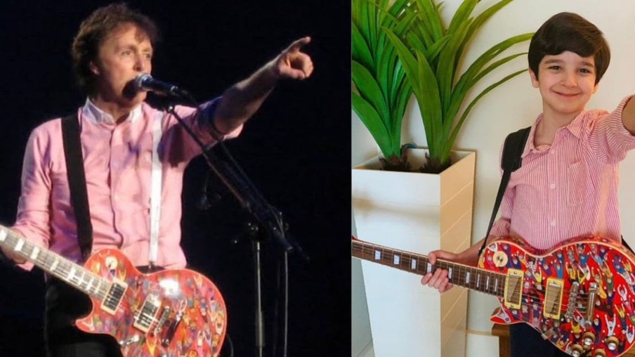 Foto: Gustavo tem uma guitarra exclusivamente personalizada igual a de Paul.