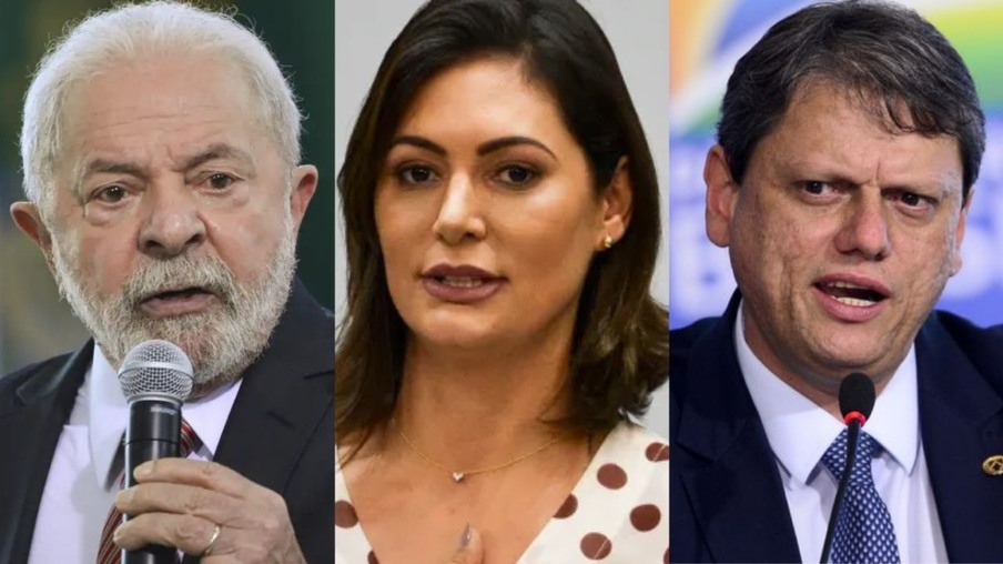 Lula, Michelle Bolsonaro e Tarcísio de Freitas – Reprodução