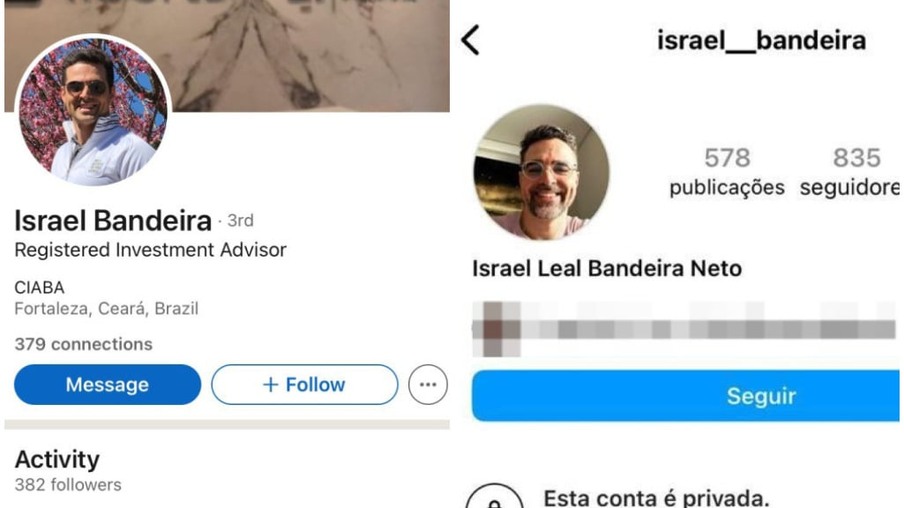 Israel excluiu perfil no LinkedIn e privou conta no Instagram. Foto: Reprodução