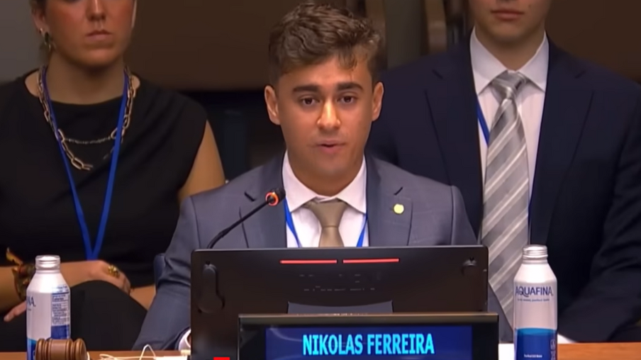 Nikolas Ferreira (PL-MG) durante discurso na ONU. Foto: reprodução