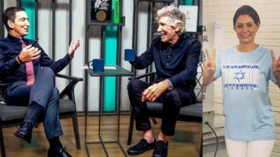 Roger Waters em entrevista a Glenn Greenwald e Michelle Bolsonaro. Instagram