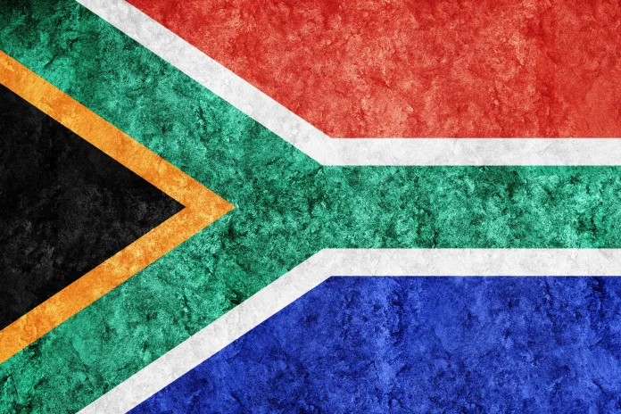 South Africa Metallic flag, Textured flag, grunge flag