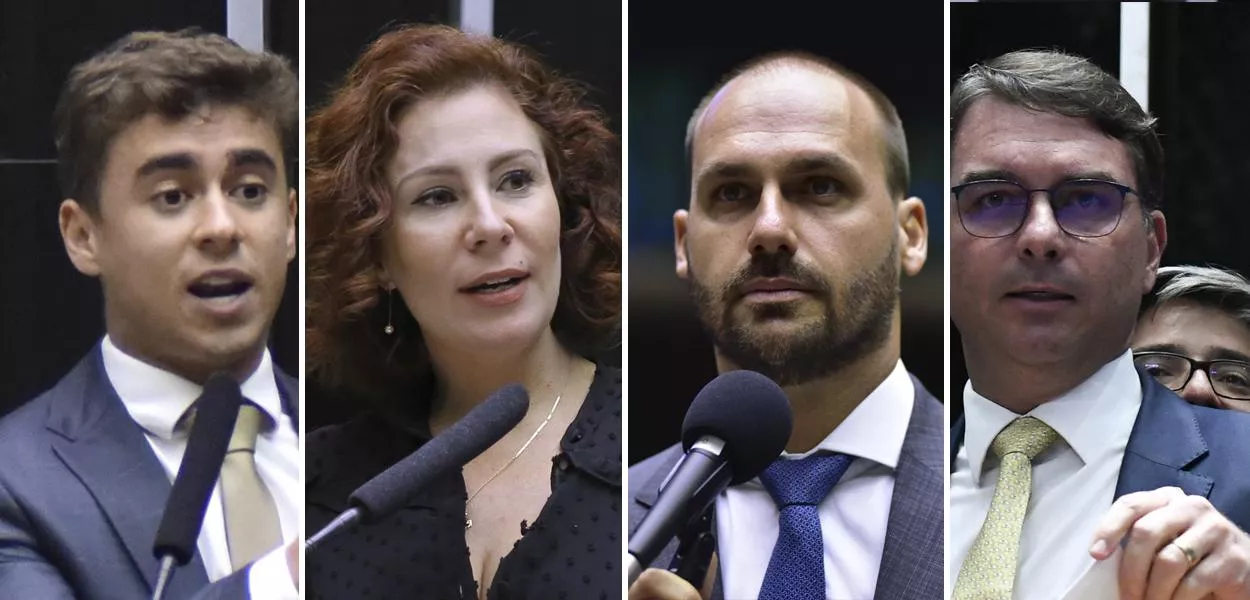 Deputados Eduardo Bolsonaro, Carla Zambelli, Nikolas Ferreira e o senador Flávio Bolsonaro divulgaram vídeo desinformativo nas redes sociais durante a campanha