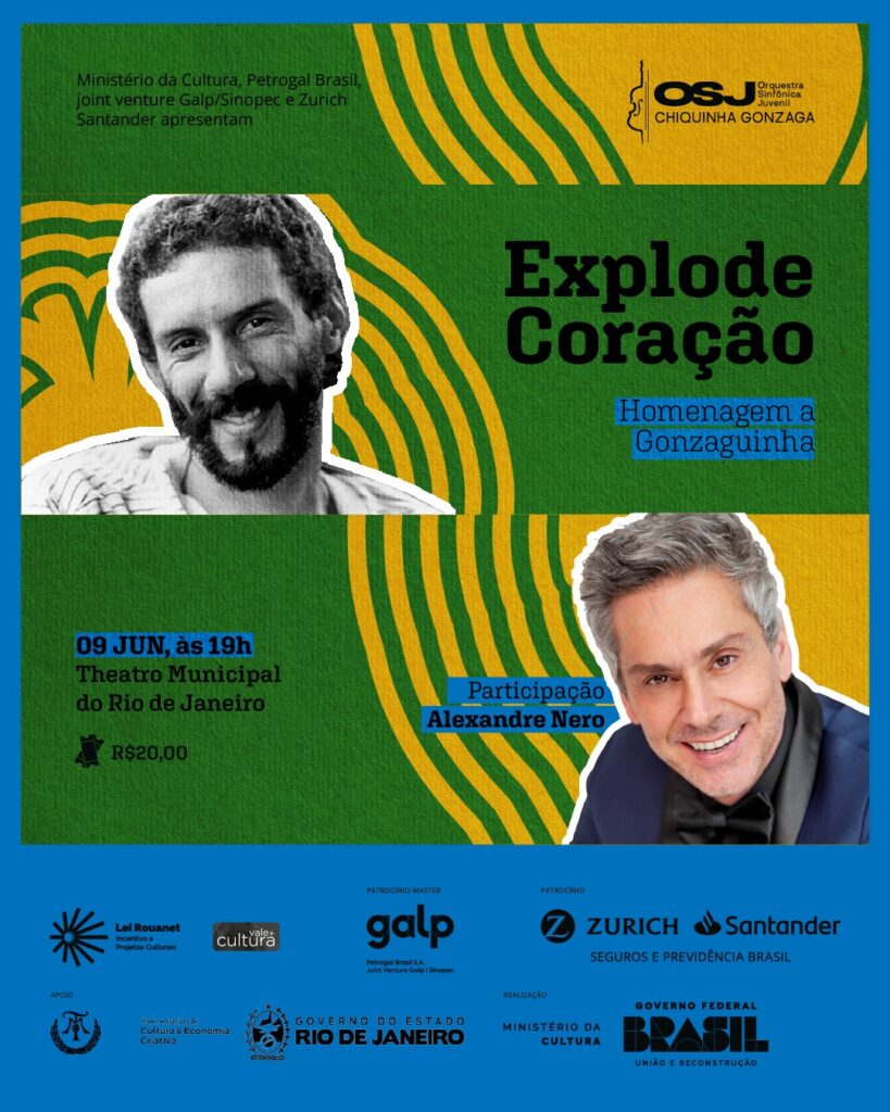 Alexandre Nero é convidado da OSJ Chiquinha Gonzaga para cantar a obra de Gonzaguinha - TMRJ em 9 de junho