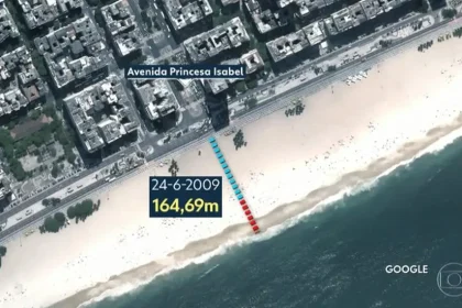 Faixa de areia na Praia de Copacabana | Reprodução