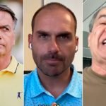 Áudio de Silas Malafaia expõe conflito com Eduardo Bolsonaro: 'Babaca' | Diário Carioca O ex-presidente Jair Bolsonaro, o deputado licenciado Eduardo Bolsonaro e o pastor Silas Malafaia (Fotos: Reprodução)